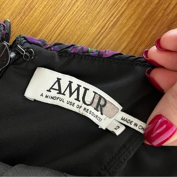AMUR Giulia Floral fitted Mini dress black purple - 2 - Picture 11 of 12